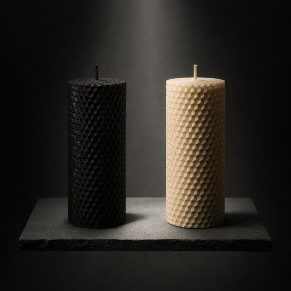 Bienenwachs Kerzen Set in Schwarz und Weiß – Minimalistische Naturkerzen