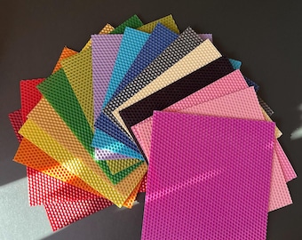 Colored Beeswax Sheets 8x8” for Candle Making – 16 Natural Honeycomb Wax Sheets with Cotton Wick | DIY Beeswax Candle Kit, Rolled Candles
