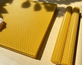 Organic Beeswax Sheets 8x8” with Wick | Candle Making Kit | 10, 20, 30 Sheets | Ukrainian Natural Wax for DIY, Ritual & Craft Candles