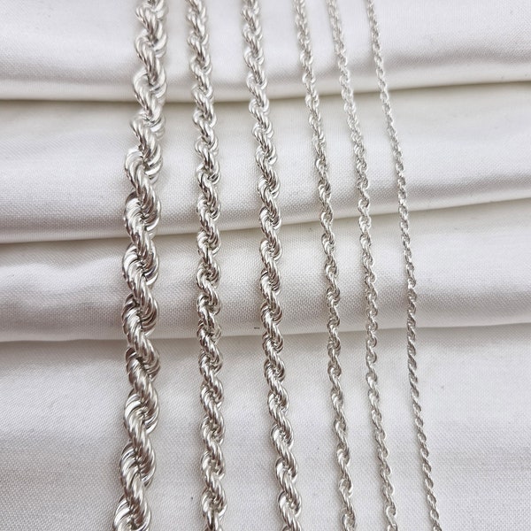 Silver chain ,Sterling silver rope chain, Twisted chain, Necklace chain, Rope chain, 925 hallmark, Handmade chain,Bohemian silver chain
