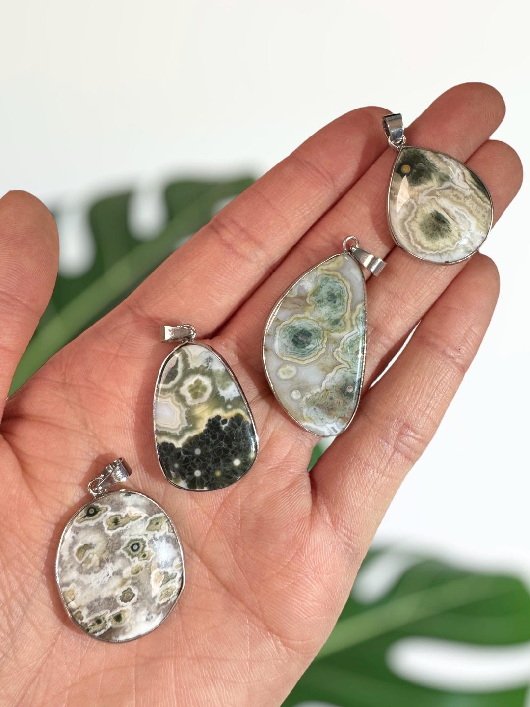 Ocean Jasper Pendent 1pc Mixed Vein OJ Natural Crystal Jewelry Charm 1 ...