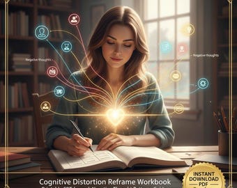 CBT Cognitive Distortion Workbook | Reframe Negative Thoughts (PDF)