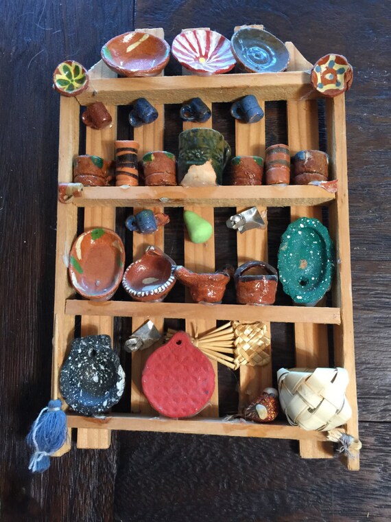 Items similar to Artistic Miniature Pottery Shelf on Etsy