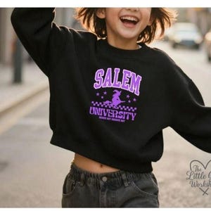 Personalised Salem University Cropped Sweatshirt | Moons Out Brooms Out