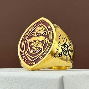 Seal of the Bishop, 18K Gold or Sterling Silver, Cross ring, Custom Bishop Ring, Personalized Episcopal Seal Design, Seal Of the Apostle,