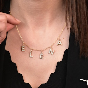 Collar con inicial personalizado, collar con letra de piedra Swarovski blanca
