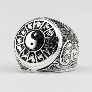 Chinese Zodiac Ring, Chinese Astrology Ring, Chinese Calendar Ring, 12 Animal Calendar Ring