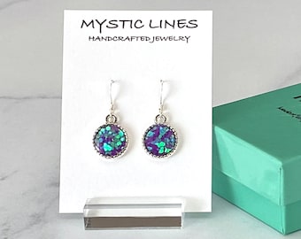 Sparkly Bluish Mauve Resin Earrings with Sterling Silver Ear Wires -Gift for Her- Graduation Gifts- Bridesmaid Gifts Dangle Earrings