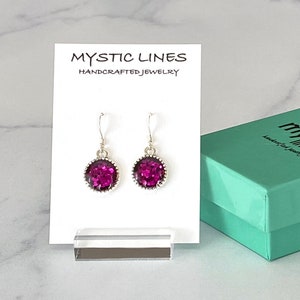 Sparkly Magenta Resin Earrings with Sterling Silver Ear Wires-Gift for Her- Graduation Gifts- Bridesmaid Gifts Dangle Earrings-Drop Earrings