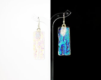Color Changing Dichroic Glass Earrings - Fused Glass Earrings - Gifts for Her - Holiday Gifts - Dichroic Jewelry - Dangle Earrings