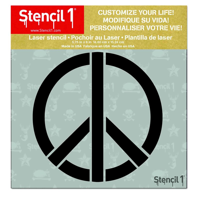 Peace Sign Stencil Reusable Craft & DIY Stencils S1_01_115_S Small5.75x6 By Stencil1 image 5