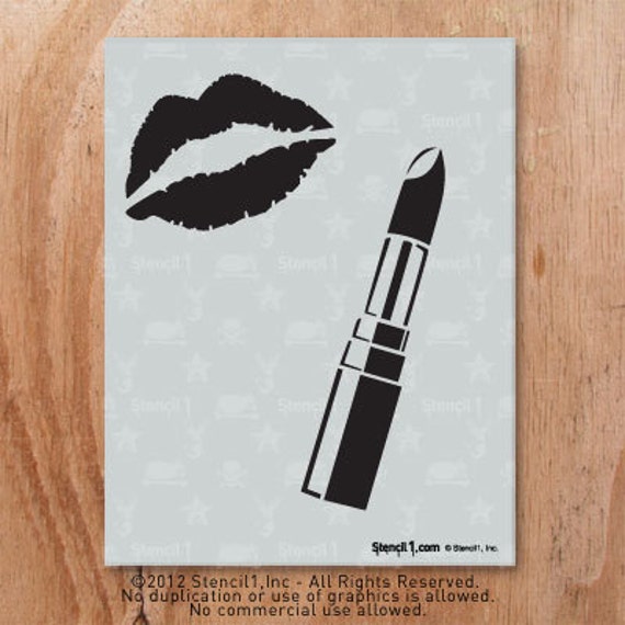 lipstick and kiss stencil reusable craft diy stencils etsy