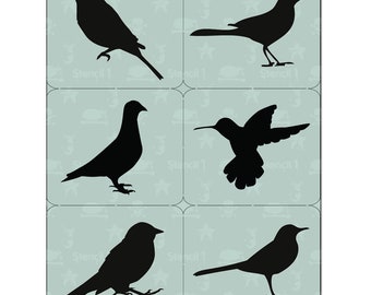 Bird Silhouettes 6 Pack Stencil- Reusable Craft & DIY Stencils- S1_01_BS01 -8.5x11- By Stencil1