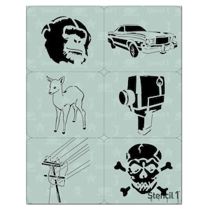 Graffiti Mini Set #2 - 6 Pack Stencil - Street Art Urban Reusable Craft ...