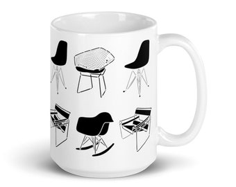 Modern Chairs Mug by Stencil1 Coffee Tea Mug | Modern | Art | Ceramic Gifts | Furniture | Tea Drinker | Housewarming Gifts |  MCM |Kitchen