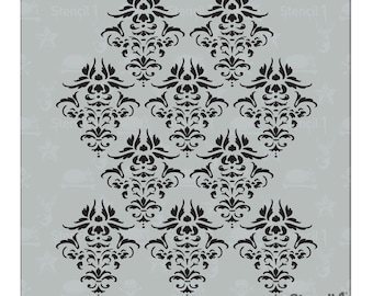 Damask Full Stencil - Reusable Craft & DIY Stencils - S1_01_311_S - Small - (5.75" x 6") - By Stencil1