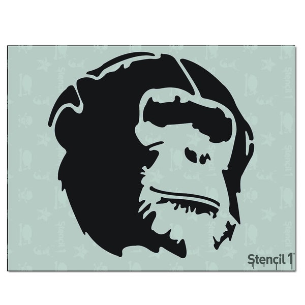 Chimp Stencil- Reusable Crafts & DIY Stencils- S1_01_02 -8.5x11- By Stencil1