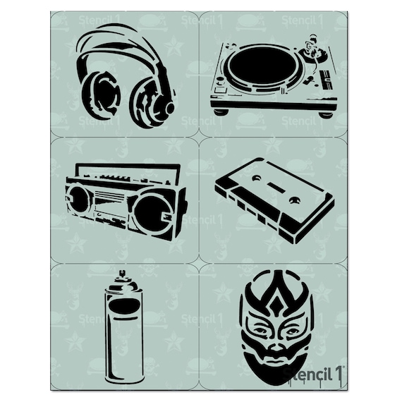 6 Pack Graffiti Mini Set 1 Stencil Reusable Craft &amp; DIY - Etsy