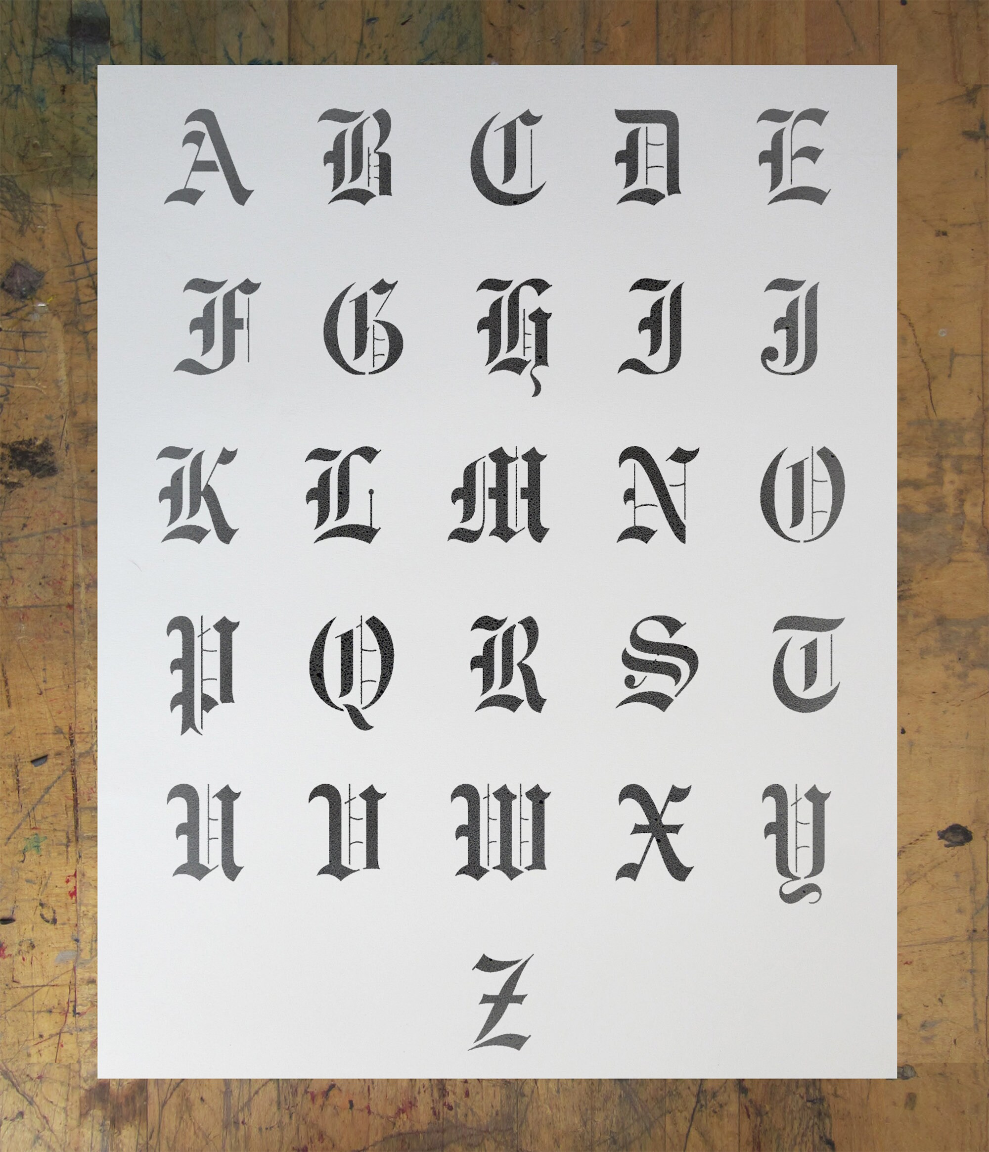 Old English Font Stencil - 1.5 Letters - 11x9 Reusable Color & Paint  Stencil
