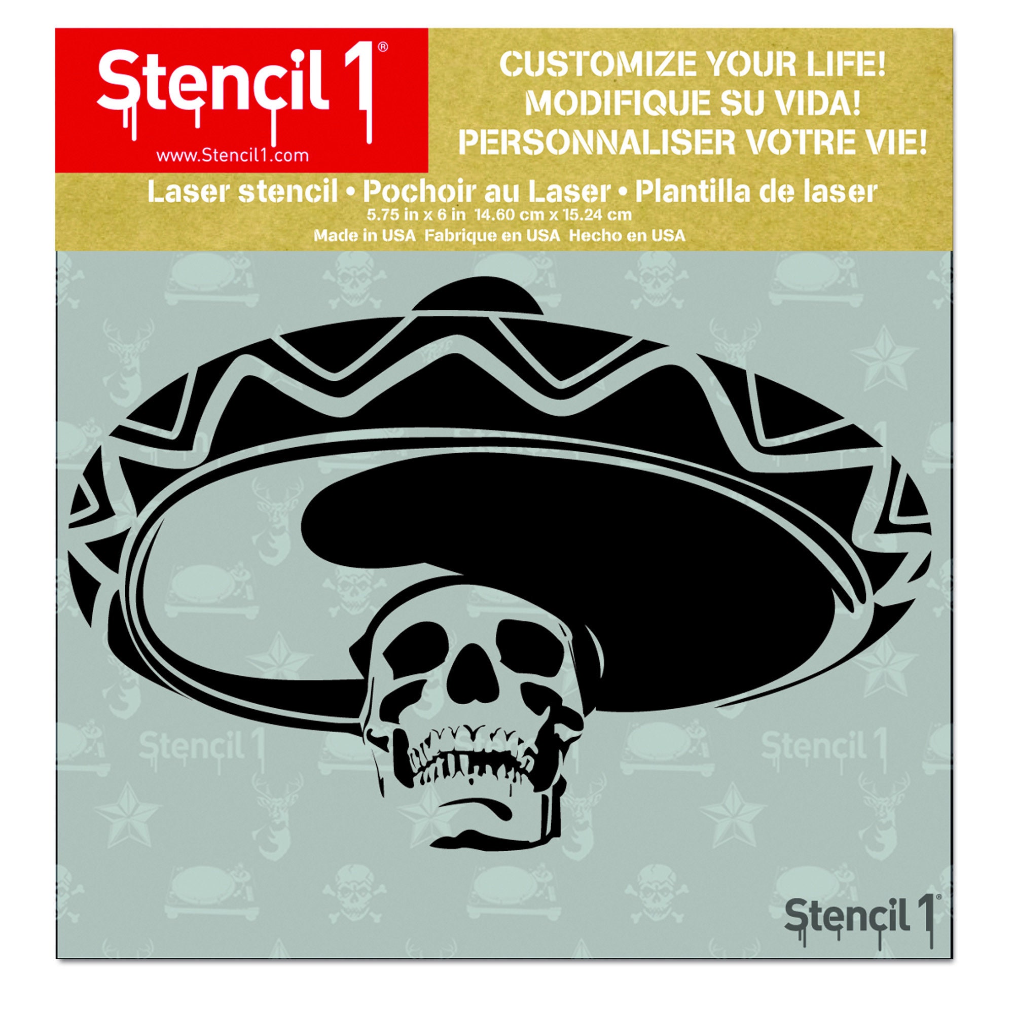 Reusable Craft & DIY Stencils Mexican Skull Stencil By Stencil1 Small