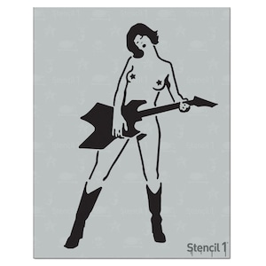 Rock Chick Stencil- Reusable Craft & DIY Stencils- S1_01_73 -8.5x11- By Stencil1