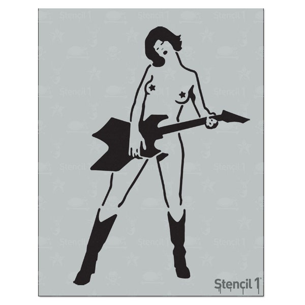 Rock Chick Stencil- Reusable Craft & DIY Stencils- S1_01_73 -8.5x11- By Stencil1