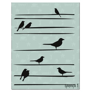 Birds on Straight Wire Stencil -Reusable Craft & DIY Stencils- S1_01_103 -8.5x11- By Stencil1