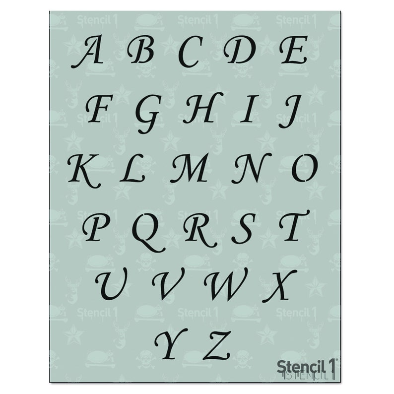 1" Corsiva Script Letter Stencil- Calligraphy Stencils Alphabet -Reusable Crafts & Font Stencils for painting -- S1_ALPH_CO_19 Stencil1 image 1