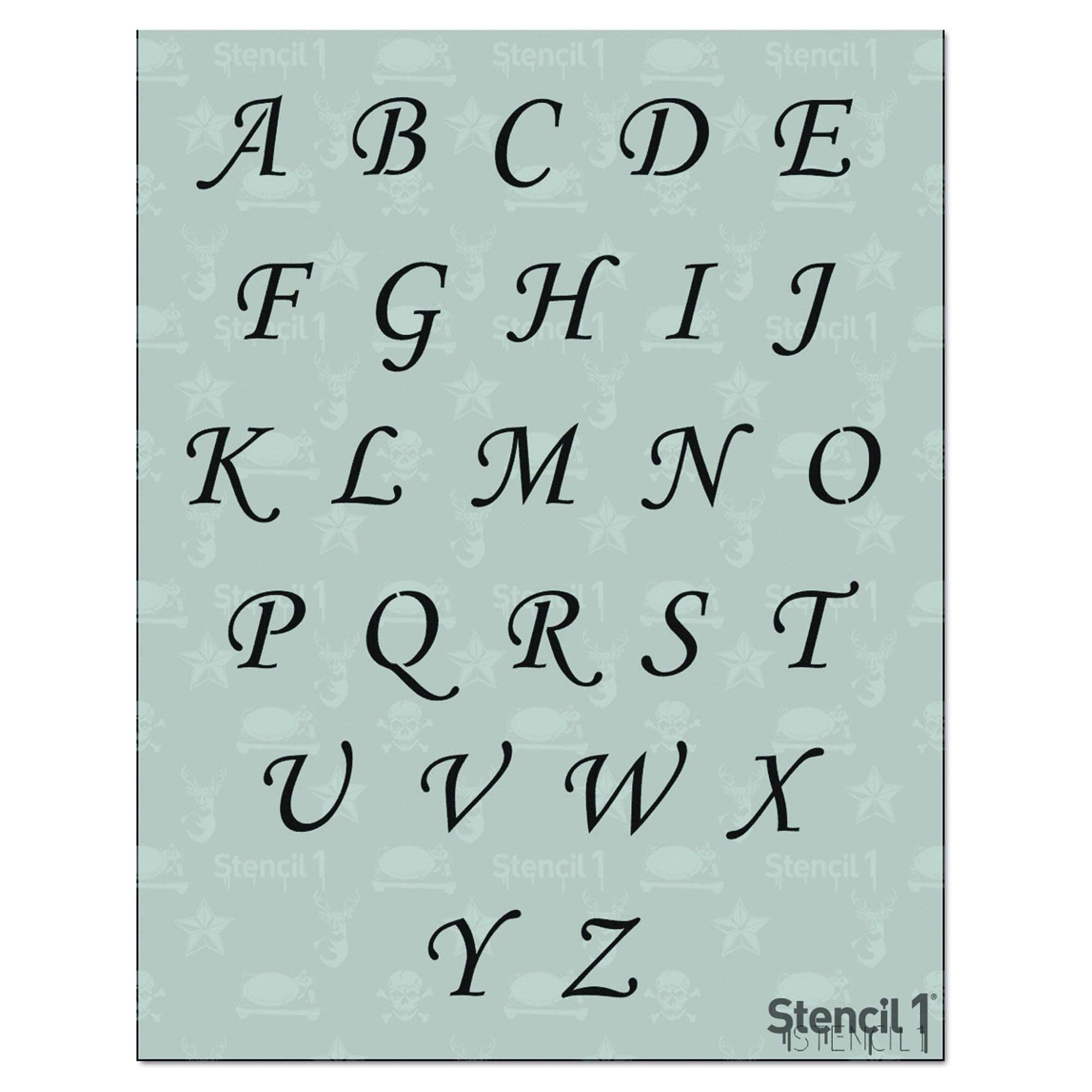 2 Corsiva Script Letter Stencil Calligraphy Stencils Alphabet reusable  Crafts & Font Stencils for Painting S1_ALPH_CO_25 Stencil1 