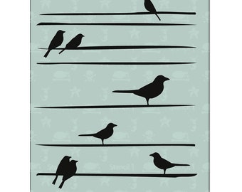 Birds on Straight Wire Stencil S1_01_103