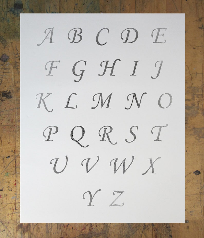 1" Corsiva Script Letter Stencil- Calligraphy Stencils Alphabet -Reusable Crafts & Font Stencils for painting -- S1_ALPH_CO_19 Stencil1 image 4