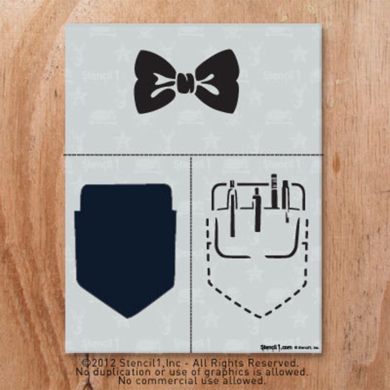 Bow Tie and Pocket Protector Stencil Reusable Craft & DIY Stencils S1_2l_24 8.5x11 By Stencil1 image 3