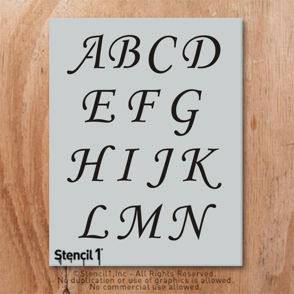 2 Corsiva Script Letter Stencil Calligraphy Stencils Alphabet reusable  Crafts & Font Stencils for Painting S1_ALPH_CO_25 Stencil1 