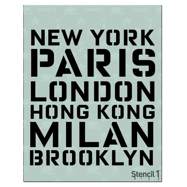 NY, Paris... Stencil- Reusable Crafts & DIY Stencils- S1_01_148 -8.5x11- By Stencil1
