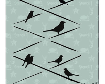 Birds on Wire Stencil- Reusable Craft & DIY Stencils- S1_PA_21S -Small-(5.75"x6")- By Stencil1