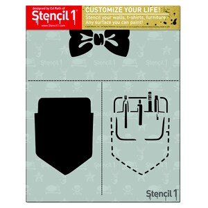 Bow Tie and Pocket Protector Stencil Reusable Craft & DIY Stencils S1_2l_24 8.5x11 By Stencil1 image 2