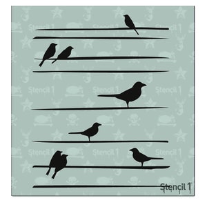 Birds on Straight Lines Stencil - Reusable Craft & DIY Stencils - S1_01_103_S -Small-(5.75"x6")- By Stencil1