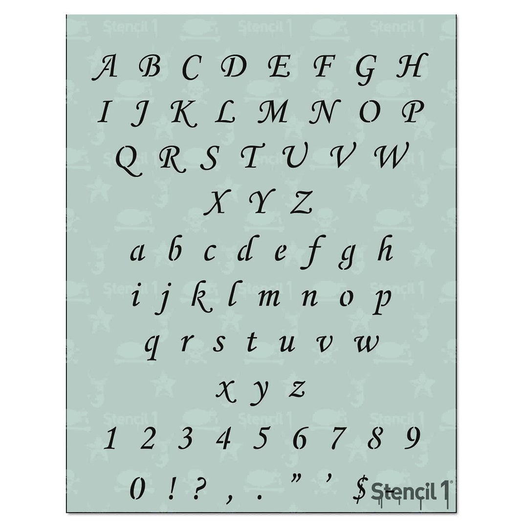 Big Klauss Letter Stencils for Painting on Wood - Alphabet Stencils with Calligraphy Font Upper Lowercase Letters - Reusable Plastic Art CR