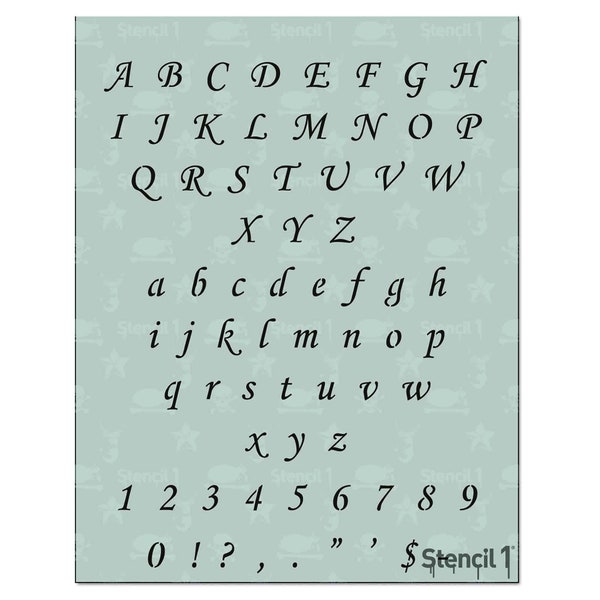 1/2" Corsiva Script Letter Stencil- Calligraphy Stencils Alphabet -Reusable Crafts & Font Stencils for painting -S1_ALPH_CO_10 Stencil1