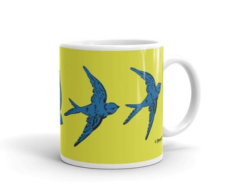 Swallow Taza por Stencil1 Taza de Té de Café / Pájaro / Naturaleza / Regalo de cerámica / Animales / Bebedor de Té / Regalos de bienvenida / Cocina