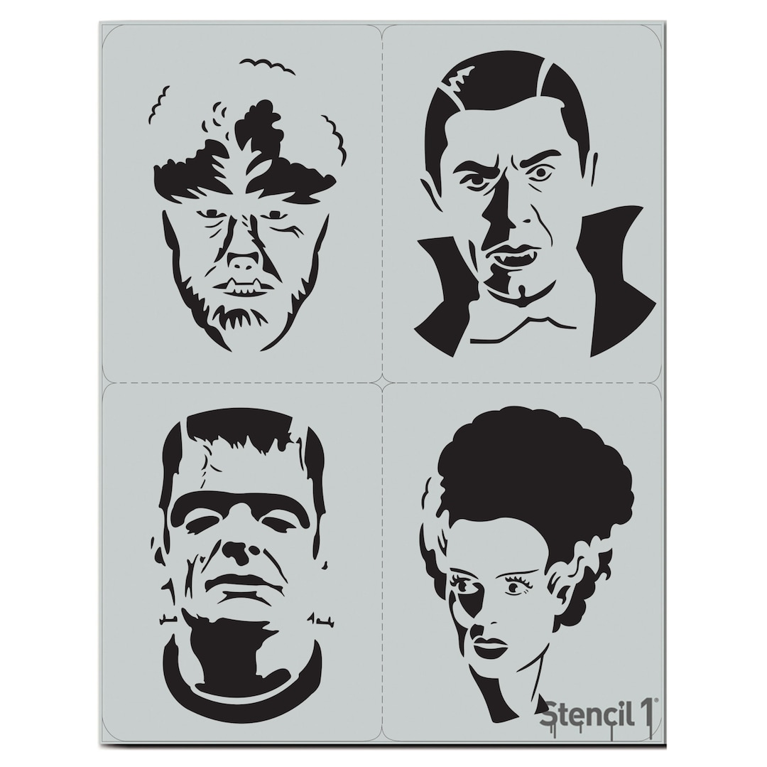 Monsters Stencils 4 Pack - Halloween Pumpkin Painting Card Making Trick ...