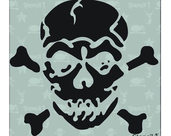 Jolly Roger Stencil- Reusable Craft & DIY Stencils- S1_01_20_S -Small-(5.75"x6")- By Stencil1