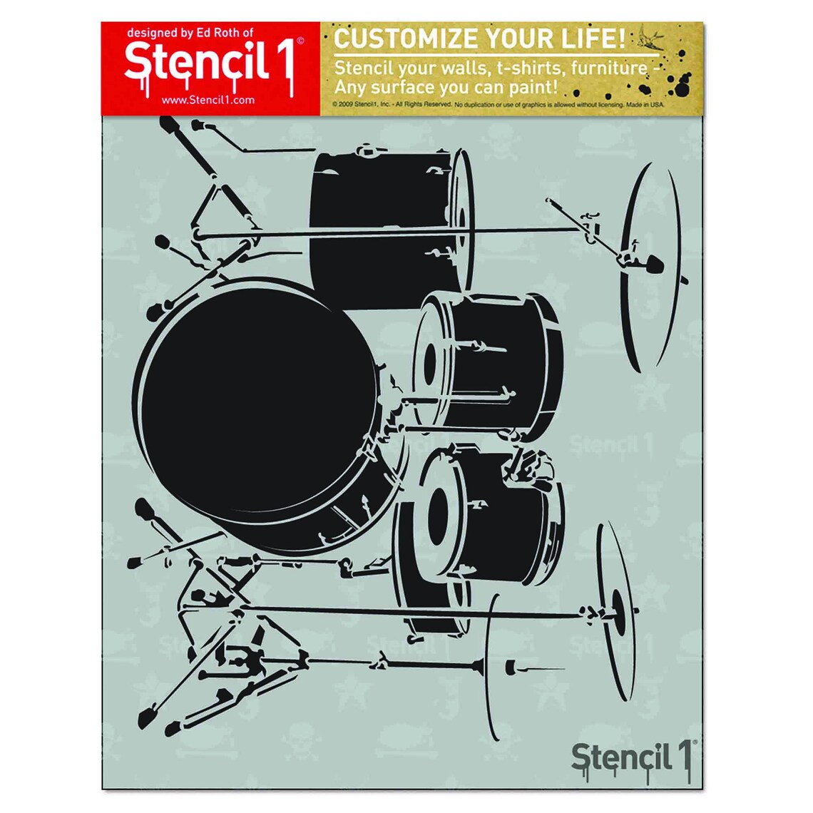 Drum Set Stencil Reusable Craft & DIY Stencils S1_01_17 Etsy