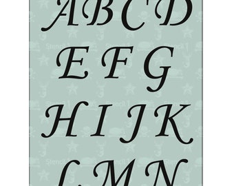 2" Corsiva Script Letter Stencil- Calligraphy Stencils Alphabet -Reusable Crafts & Font Stencils for painting - S1_ALPH_CO_25  Stencil1