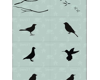 Birds 8 Pack Stencil - Reusable Craft & DIY Stencils - S1_01_93 - 8.5" x 11" - By Stencil1