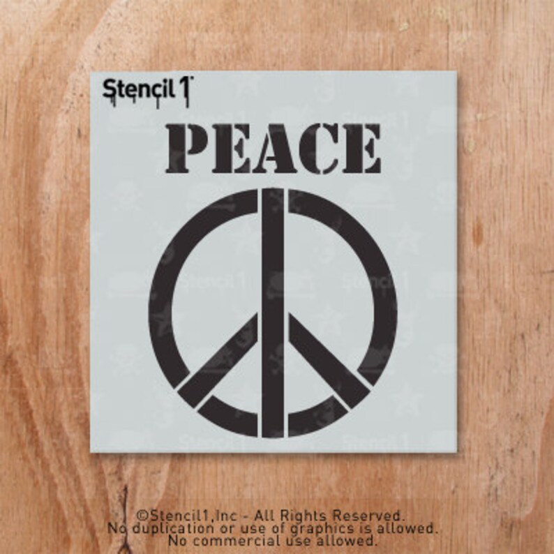 Peace Sign Stencil Reusable Craft & DIY Stencils S1_01_115_S Small5.75x6 By Stencil1 image 2