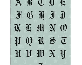1" Old English Font Stencil- Reusable Craft & DIY Stencils- S1_ALPH_OE_19 - By Stencil1