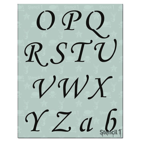Stencil1 Corsiva Font Letter Stencil, Gray