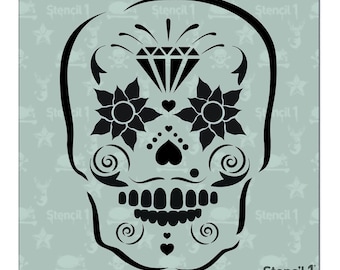 Sugar Skull Stencil- Reusable Craft & DIY Stencils- S1_2L_13 -Small-(5.75"x6")- By Stencil1