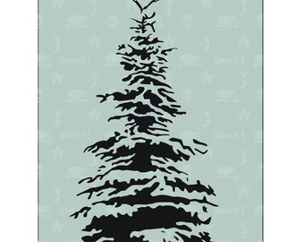 Snowy Pine, Holiday, Christmas, Tree, Stencil- Reusable Craft & DIY Stencils- S1_01_81 -8.5x11- By Stencil1